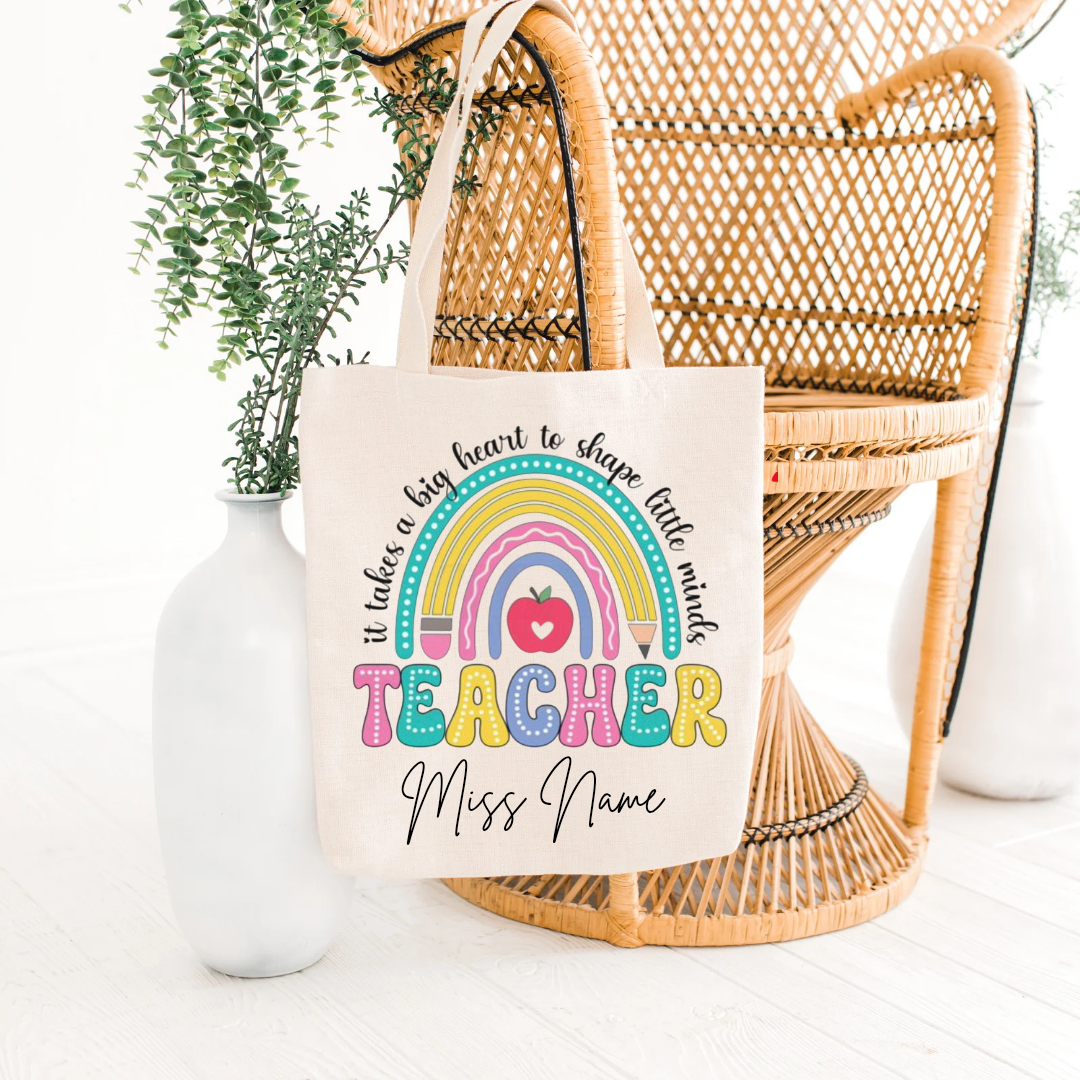Teachers tote bags with optional personalisation, 7 designs to choose from.