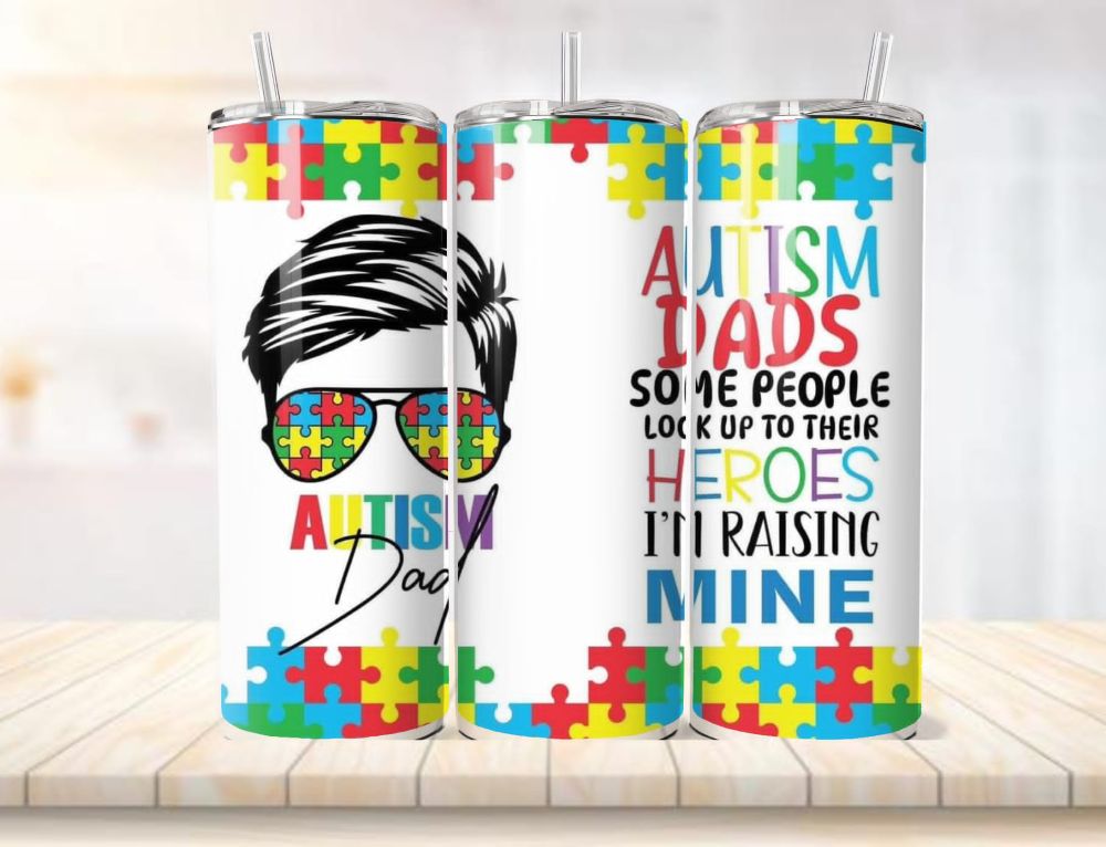 Autism inspired 20oz capacity stainless steel tumblers complete with aluminium straw. - Image 2