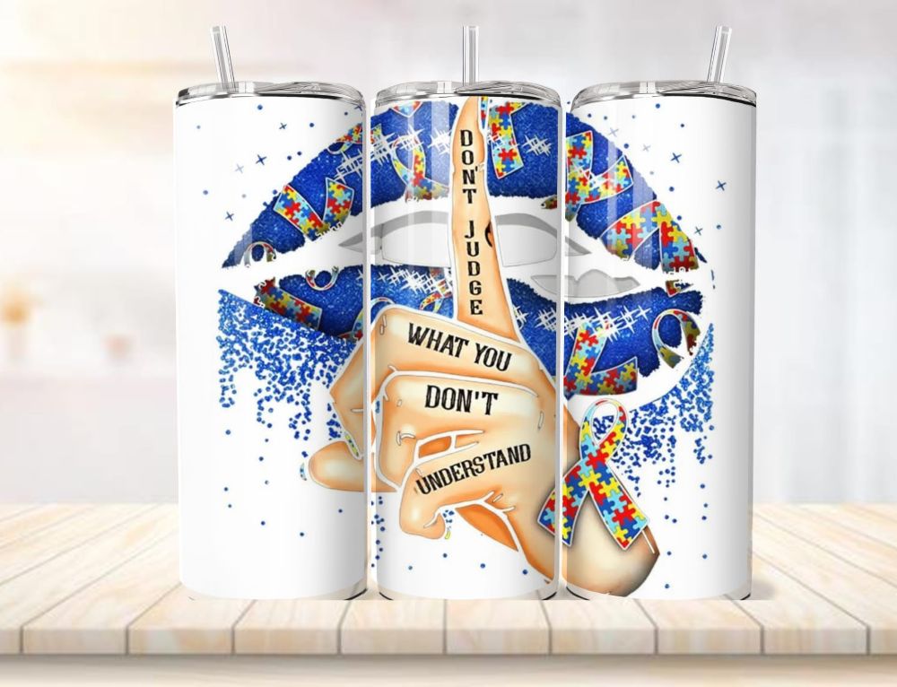 Autism inspired 20oz capacity stainless steel tumblers complete with aluminium straw. - Image 8