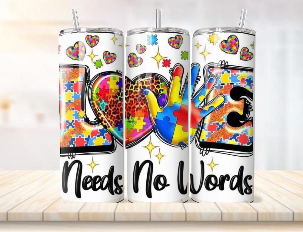 Autism inspired 20oz capacity stainless steel tumblers complete with aluminium straw. - Image 9
