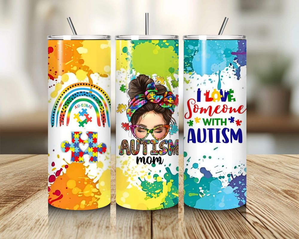 Autism inspired 20oz capacity stainless steel tumblers complete with aluminium straw. - Image 11