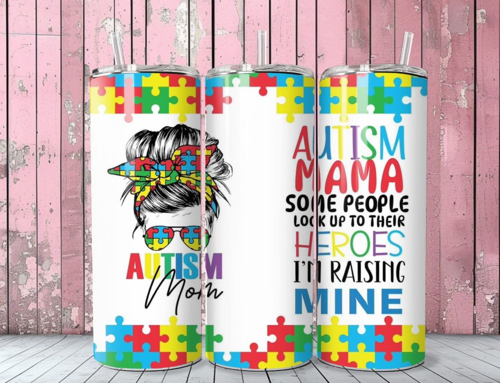 Autism inspired 20oz capacity stainless steel tumblers complete with aluminium straw. - Image 13