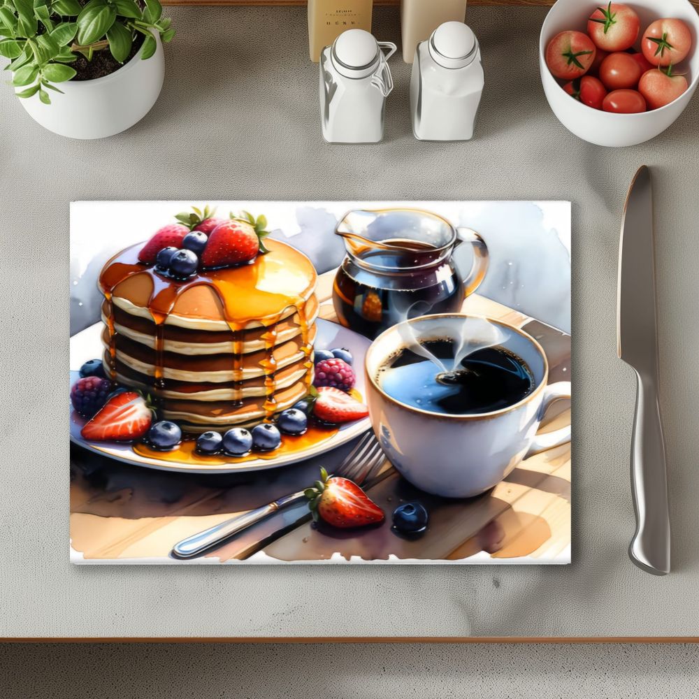 Breakfast inspired a4 glass chopping board. - Image 2