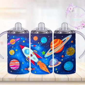 Kids space rocket 12oz vacuum insulated sippy cup.