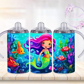 Kids mermaid 12oz vacuum insulated sippy cup.