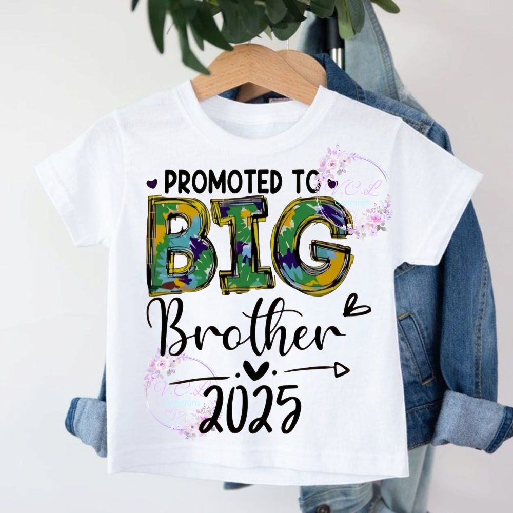 Customisable boys promoted to big brother t shirt.